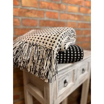 Přehoz na lůžko Bavlněný vzorovaný pléd Barva: Černá