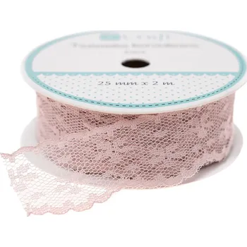 Svatební dekorace Krajková stuha pudrově růžová - 25 m / 2,5 cm