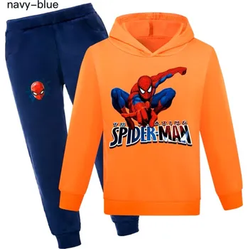 Spiderman Dětská jarní/podzimní tepláková souprava -Spiderman Barva: 4) oranžová mikina + tm. modré kalhoty, Velikost: 110/4 roky