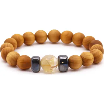 Náramek z cedrového dřeva - Citrín