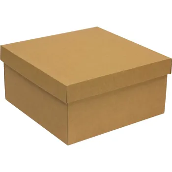 Dárková krabice s víkem 300x300x150/40 mm, hnědá - kraftová, eko, přírodní barva