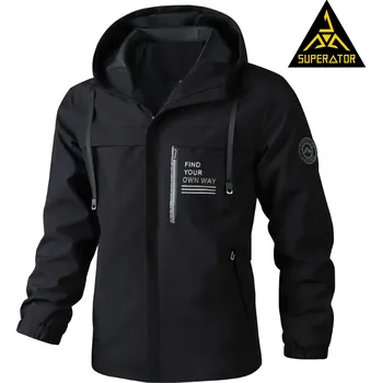 Pánská větrovka Bunda s kapucí "Najdi si svou cestu" zapínáním na zip, voděodolná větrovka, s kapsami na zip, pro jarní a podzimní období Barva: Černá, Velikost: M