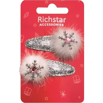 Sponky do vlasů s glitry a vločkou, 2 ks