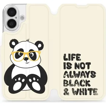 Pouzdro na mobilní telefon Flipové pouzdro Mobiwear - Apple iPhone 16 - M041S Panda - life is not (Knížkové flip pouzdro, obal, kryt na mobil Apple iPhone 16 - M041S Panda - life is not, materiál Umělá kůže + TPU - ochrana 360°, stojánek, silikonová vanička, magnetické zavírání)
