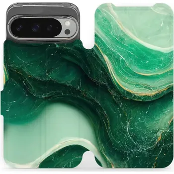 Pouzdro na mobilní telefon Flipové pouzdro Mobiwear - Google Pixel 9 Pro XL - VP38S Zelený mramor (Knížkové flip pouzdro, obal, kryt na mobil Google Pixel 9 Pro XL - VP38S Zelený mramor, materiál Umělá kůže + TPU - ochrana 360°, stojánek, silikonová vanička, magnetické zavírání)