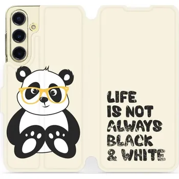Pouzdro na mobilní telefon Flipové pouzdro Mobiwear - Samsung Galaxy S24 FE - M041S Panda - life is not (Knížkové flip pouzdro, obal, kryt na mobil Samsung Galaxy S24 FE - M041S Panda - life is not, materiál Umělá kůže + TPU - ochrana 360°, stojánek, silikonová vanička, magnetické)