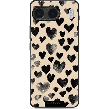Pouzdro na mobilní telefon Lesklý kryt Mobiwear Glossy - OnePlus Nord 4 5G - GA51G Černá srdíčka (Prémiové lesklé pouzdro, obal, kryt Mobiwear Glossy na mobil OnePlus Nord 4 5G - GA51G Černá srdíčka, materiál Plast + TPU silikon - krytí po všech stranách, neošoupatelný potisk, tenk