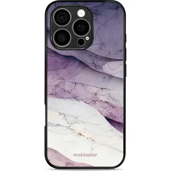 Pouzdro na mobilní telefon Lesklý kryt Mobiwear Glossy - Apple iPhone 16 Pro - G028G - Bílý a fialový mramor (Prémiové lesklé pouzdro, obal, kryt Mobiwear Glossy na mobil Apple iPhone 16 Pro - G028G - Bílý a fialový mramor, materiál Plast + TPU silikon - krytí po všech stranách,)