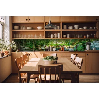 Fototapeta DIMEX | Fototapeta do kuchyně Botanická zahrada KI-420-134| 420 x 60 cm | zelená, hnědá + Samolepicí fototapeta za kuchyňskou linku DIMEX Botanická zahrada v šíři 420 cm