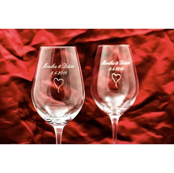 Sklenice Svatební diář - Svatební skleničky na víno se jmény - Viola 250 ml 48 - 95 ks