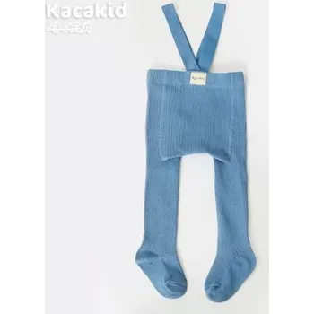 Kojenecké bavlněné punčocháče s vyšším pasem a kšandami Barva: modrá, Velikost: 2-3 roky