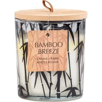 Svíčka Svíčka ve skle vonná s dřevěným víčkem bambus čirá černá 88x100mm