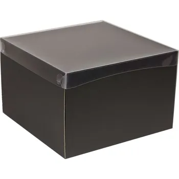 Dárková krabice s průhledným víkem 300x300x200 mm, černá