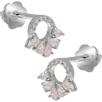 Náušnice Zlaton Náušnice bílé zlato kruhy diamant 0.370ct 0.70cm 1.65g 000660812234