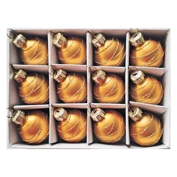 Vánoční dekorace Sada skleněných baněk s glitry 3 cm, 12 ks zlaté