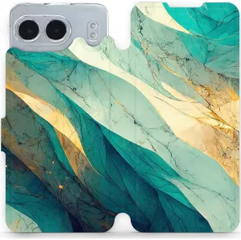 Pouzdro na mobilní telefon Flipové pouzdro Mobiwear - OnePlus Nord 4 5G - VP37S Zlatavý a zelenkavý mramor (Knížkové flip pouzdro, obal, kryt na mobil OnePlus Nord 4 5G - VP37S Zlatavý a zelenkavý mramor, materiál Umělá kůže + TPU - ochrana 360°, stojánek, silikonová vanička,)