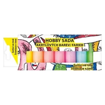 Vodová barva Sada akrylových barev 7 x 15 g, SVÍTÍCÍ VE TMĚ