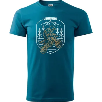 Pánská móda DOBRÝ TRIKO Pánské tričko s potiskem Legenda motokros Velikost: 2XL, Barva: Petrolejová