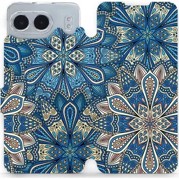 Pouzdro na mobilní telefon Flipové pouzdro Mobiwear - OnePlus Nord 4 5G - V108P Modré mandala květy (Knížkové flip pouzdro, obal, kryt na mobil OnePlus Nord 4 5G - V108P Modré mandala květy, materiál Umělá kůže + TPU - ochrana 360°, stojánek, silikonová vanička, magnetické zavírání