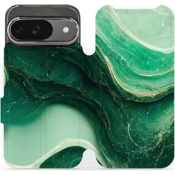 Pouzdro na mobilní telefon Flipové pouzdro Mobiwear - Google Pixel 9 - VP38S Zelený mramor (Knížkové flip pouzdro, obal, kryt na mobil Google Pixel 9 - VP38S Zelený mramor, materiál Umělá kůže + TPU - ochrana 360°, stojánek, silikonová vanička, magnetické zavírání)