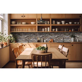 Fototapeta DIMEX | Fototapeta do kuchyně Staré cihlová zeď KI-420-174| 420 x 60 cm | béžová, hnědá, šedá + Samolepicí fototapeta za kuchyňskou linku DIMEX Staré cihlová zeď v šíři 420 cm