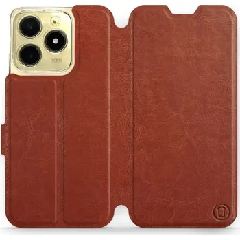 Pouzdro na mobilní telefon Flipové pouzdro Mobiwear - Realme C61 - Hnědé a šedé (Knížkové flip pouzdro, obal, kryt na mobil Realme C61 - Hnědé a šedé, materiál Umělá kůže + TPU - ochrana 360°, stojánek, silikonová vanička, magnetické zavírání)