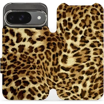 Pouzdro na mobilní telefon Flipové pouzdro Mobiwear - Google Pixel 9 - VA33P Leopardí vzor (Knížkové flip pouzdro, obal, kryt na mobil Google Pixel 9 - VA33P Leopardí vzor, materiál Umělá kůže + TPU - ochrana 360°, stojánek, silikonová vanička, magnetické zavírání)