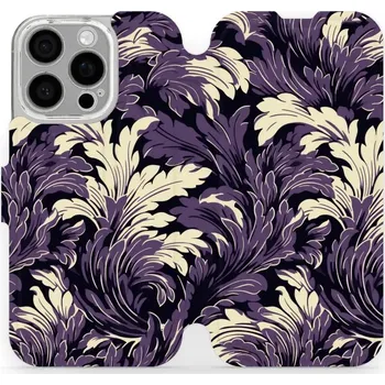 Pouzdro na mobilní telefon Flipové pouzdro Mobiwear - Apple iPhone 16 Pro - VA46S Fialové rostliny (Knížkové flip pouzdro, obal, kryt na mobil Apple iPhone 16 Pro - VA46S Fialové rostliny, materiál Umělá kůže + TPU - ochrana 360°, stojánek, silikonová vanička, magnetické zavírání)