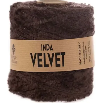 Příze Borgo de Pazzi Inda Velvet 27 Hnědá (Špagátová žinylková příze Inda Velvet Marrone)
