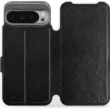Pouzdro na mobilní telefon Flipové pouzdro Mobiwear - Google Pixel 9 Pro XL - Černé a šedé (Knížkové flip pouzdro, obal, kryt na mobil Google Pixel 9 Pro XL - Černé a šedé, materiál Umělá kůže + TPU - ochrana 360°, stojánek, silikonová vanička, magnetické zavírání)