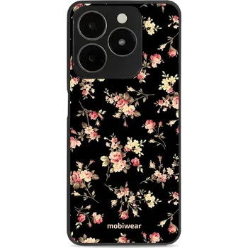Pouzdro na mobilní telefon Lesklý kryt Mobiwear Glossy - Realme C61 - G039G - Květy na černé (Prémiové lesklé pouzdro, obal, kryt Mobiwear Glossy na mobil Realme C61 - G039G - Květy na černé, materiál Plast + TPU silikon - krytí po všech stranách, neošoupatelný potisk, tenké)