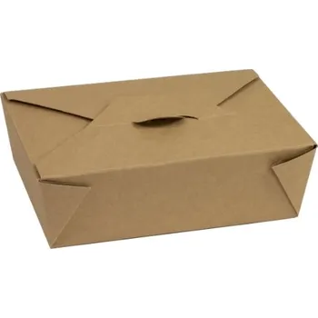 Jednorázové nádobí Papírový MENU BOX 195x140x65 mm, 1800 ml, hnědý - kraft, 50 ks