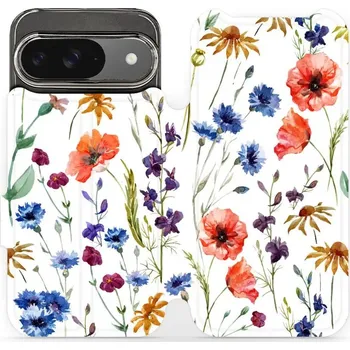 Pouzdro na mobilní telefon Flipové pouzdro Mobiwear - Google Pixel 9 - MP04S Luční kvítí (Knížkové flip pouzdro, obal, kryt na mobil Google Pixel 9 - MP04S Luční kvítí, materiál Umělá kůže + TPU - ochrana 360°, stojánek, silikonová vanička, magnetické zavírání)
