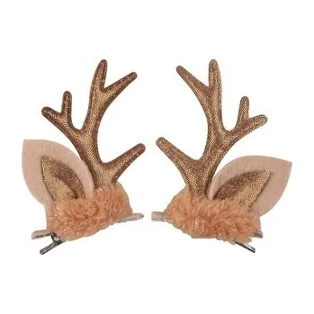 Vánoce Sobí uši na klipu hnědé 8,5 cm, 2 ks