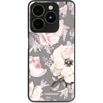 Pouzdro na mobilní telefon Lesklý kryt Mobiwear Glossy - Realme C63 - G034G - Květy na šedém pozadí (Prémiové lesklé pouzdro, obal, kryt Mobiwear Glossy na mobil Realme C63 - G034G - Květy na šedém pozadí, materiál Plast + TPU silikon - krytí po všech stranách, neošoupatelný potisk