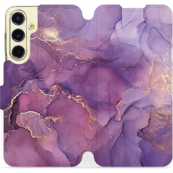 Pouzdro na mobilní telefon Flipové pouzdro Mobiwear - Samsung Galaxy S24 FE - VP20S Fialový mramor (Knížkové flip pouzdro, obal, kryt na mobil Samsung Galaxy S24 FE - VP20S Fialový mramor, materiál Umělá kůže + TPU - ochrana 360°, stojánek, silikonová vanička, magnetické zavírání)