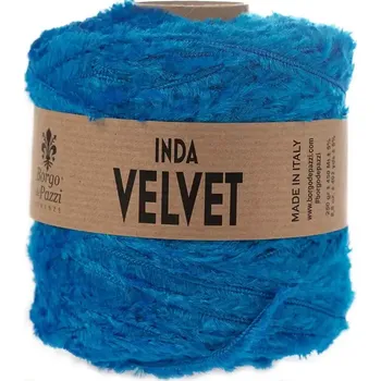Příze Borgo de Pazzi Inda Velvet 30 Modrá (Špagátová žinylková příze Inda Velvet Blu elettrico)