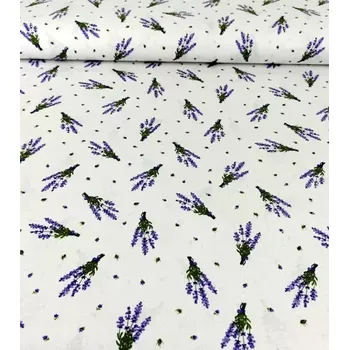 Bavlněná látka levandule snítky plátno 150cm | RTex