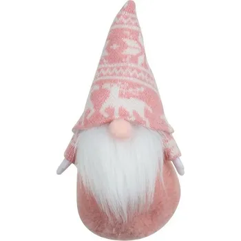 Skřítek na postavení 21 cm, růžový s norským vzorem