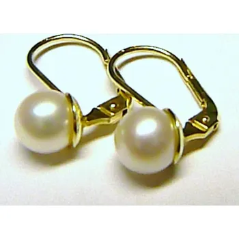 Náušnice Klenoty Budín Dámské luxusní zlaté náušnice s bílými perlami pr.6 mm 585/2,09gr HK2282 (Klenoty Budín Dámské luxusní zlaté náušnice s bílými perlami pr.6 mm 585/2,09gr HK2282)