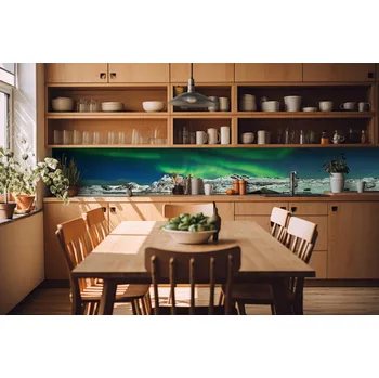 Fototapeta DIMEX | Fototapeta do kuchyně Aurora KI-420-139| 420 x 60 cm | zelená, modrá, bílá, černá + Samolepicí fototapeta za kuchyňskou linku DIMEX Aurora v šíři 420 cm