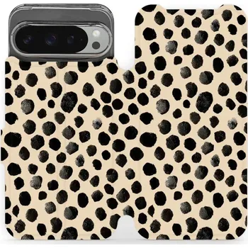 Pouzdro na mobilní telefon Flipové pouzdro Mobiwear - Google Pixel 9 Pro XL - VA50S Černé puntíky (Knížkové flip pouzdro, obal, kryt na mobil Google Pixel 9 Pro XL - VA50S Černé puntíky, materiál Umělá kůže + TPU - ochrana 360°, stojánek, silikonová vanička, magnetické zavírání)