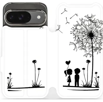 Pouzdro na mobilní telefon Flipové pouzdro Mobiwear - Google Pixel 9 - MH16P Dvojice s pampeliškou (Knížkové flip pouzdro, obal, kryt na mobil Google Pixel 9 - MH16P Dvojice s pampeliškou, materiál Umělá kůže + TPU - ochrana 360°, stojánek, silikonová vanička, magnetické zavírání)