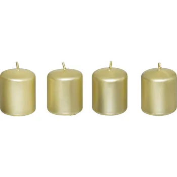 Svíčka Atmosphera Sada saténových svíček, 4 kusy, 4 x 4,5 cm, zlatá barva