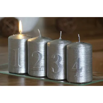 Svíčka LIMA Adventní sada svíček Stříbrná