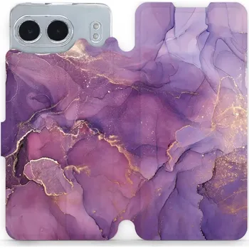 Pouzdro na mobilní telefon Flipové pouzdro Mobiwear - OnePlus Nord 4 5G - VP20S Fialový mramor (Knížkové flip pouzdro, obal, kryt na mobil OnePlus Nord 4 5G - VP20S Fialový mramor, materiál Umělá kůže + TPU - ochrana 360°, stojánek, silikonová vanička, magnetické zavírání)