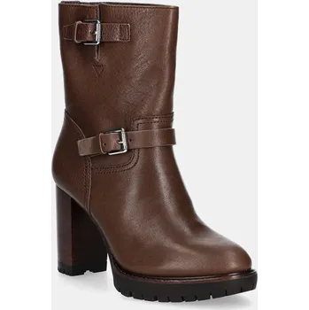 Dámské kozačky Kožené kotníkové boty Lauren Ralph Lauren Lyvia dámské, hnědá barva, na podpatku, 802937819003 802937819003.200 89X, EUR 36