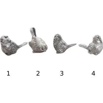 Velikonoční dekorace Ptáček polyrezin mini 45 mm - stříbrný