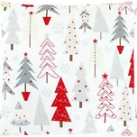 Polštář sametový s výplní - barevné vánoční stromky, 100% polyester, 45 x 45 cm.