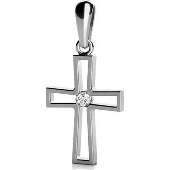 Přívěsek Couple, Křížek Christine – přívěsek v bílém zlatě s briliantem, 585-68-2-0657.1B00.0.00.FVS.000.23
